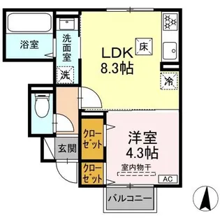 ハニーハイム【1階】の間取り
