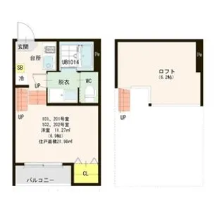 ハーモニーテラス福田町【2階】の間取り