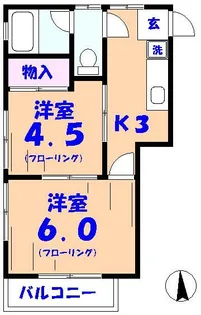 コーポ赤谷【2階】の間取り