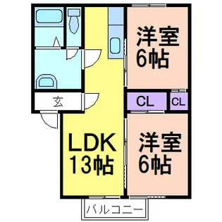 栃木県鹿沼市東町1【アパート】の間取り