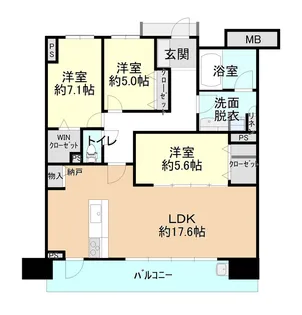 デュオヒルズ徳山【6階】の間取り
