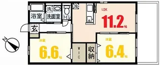 リバーパークせせらぎ B棟【1階】の間取り