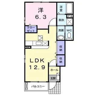 ビィリア アイコス【1階】の間取り