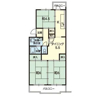 健軍団地5号棟【3階】の間取り