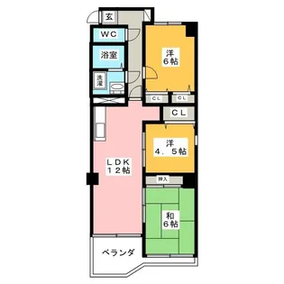 厚木グリーンコーポ【5階】の間取り