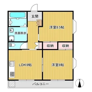 ハイツアーサー【1階】の間取り