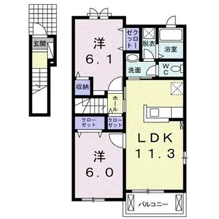 ソレア-ド早良A【2階】の間取り