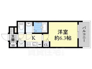 アドバンス大阪ドーム前アヴェニール【6階】の間取り