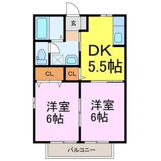 メゾンアムールD【2階】の間取り
