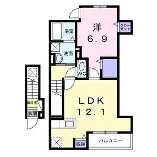 六ツ角フラット5号【2階】の間取り