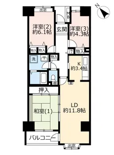 URアーベイン相模原駅前【8階】の間取り