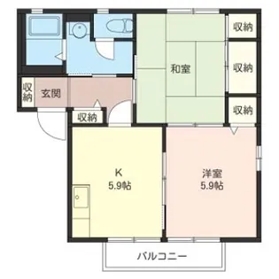 サンライズハイツB棟【2階】の間取り