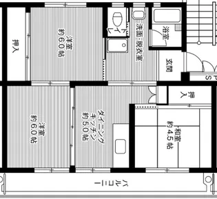 ビレッジハウス常磐 2号棟【1階】の間取り