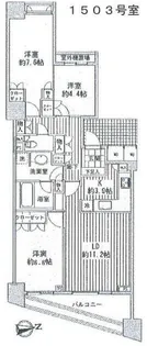 グランドメゾン高輪台【15階】の間取り