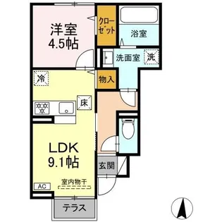 ハニーハイム【1階】の間取り