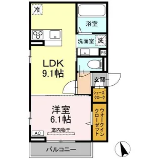 (仮)D-ROOM甲府市徳行3丁目【2階】の間取り