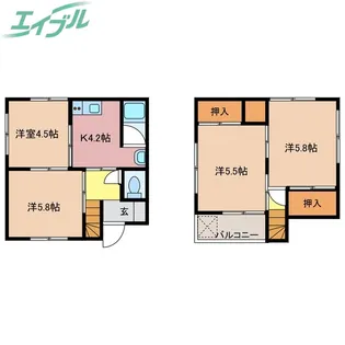 三重県四日市市芝田1【一戸建】の間取り