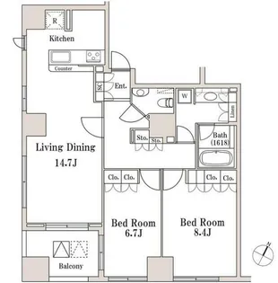 東京都千代田区一番町【マンション】の間取り