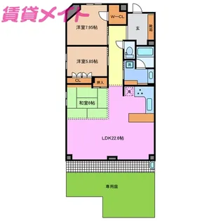 レインボー平田【1階】の間取り