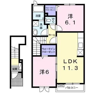 徳島県徳島市大原町余慶【アパート】の間取り