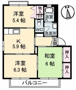 サン・バリュージュ C棟【1階】の間取り
