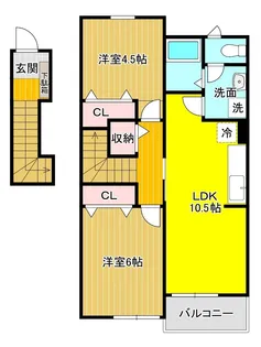 シャン・ド・フルールI【2階】の間取り