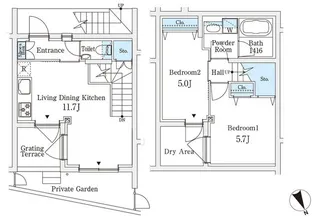 AGRATIO TERRACE 恵比寿(アグレシオ テラス 恵比寿)【1階】の間取り