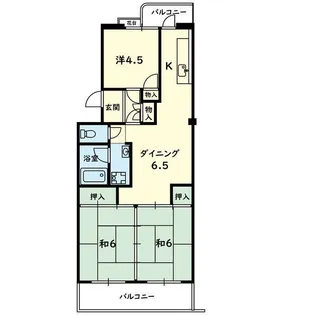 健軍団地8号棟【1階】の間取り