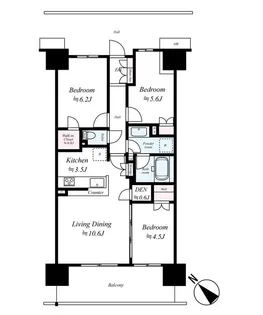 ザ・パークハウスオイコス赤羽志茂サードスクエア【2階】の間取り