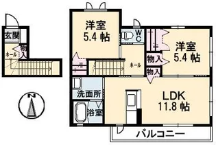 モンソレイユ B棟【2階】の間取り