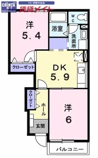 メゾン・プリューヌ II棟【1階】の間取り