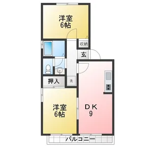フラット松飛台B【2階】の間取り