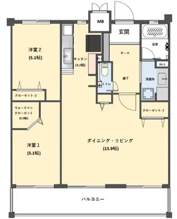 Dクラディア九品寺【5階】の間取り