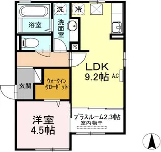 ラフィネ東深津 B棟【1階】の間取り