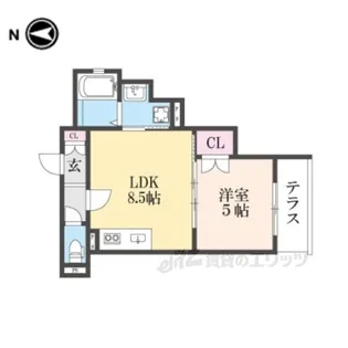 クリエオーレ雁屋西町【1階】の間取り