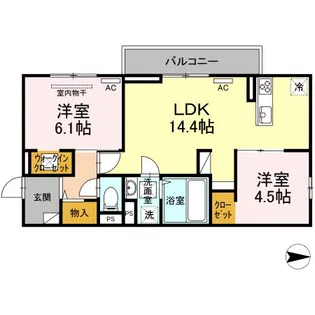 ブランネージュ中川 C棟【1階】の間取り