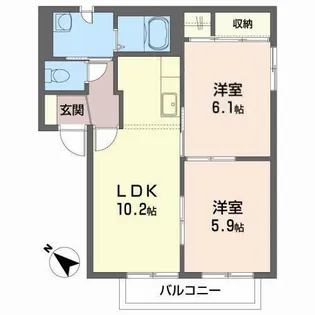 ハーモニアスK B【2階】の間取り