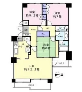パークハイツ本厚木【4階】の間取り