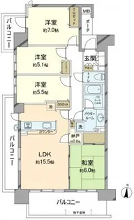 シティハウス海老園マリーナコート【2階】の間取り
