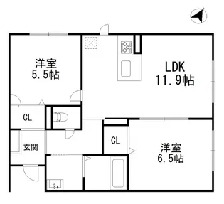 兵庫県芦屋市打出町【マンション】の間取り