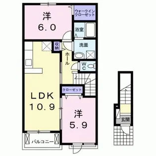 福岡県田川市大字弓削田【アパート】の間取り