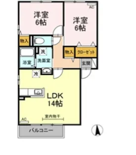 愛知県名古屋市天白区平針南4【アパート】の間取り