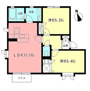 グリーンヒルズD【1階】の間取り