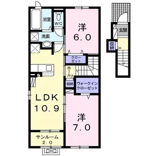 ヴィラファミリアK.B【2階】の間取り
