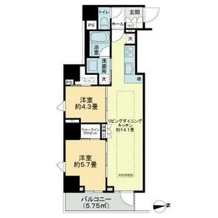 サンウッドフラッツ新宿四谷三丁目【8階】の間取り