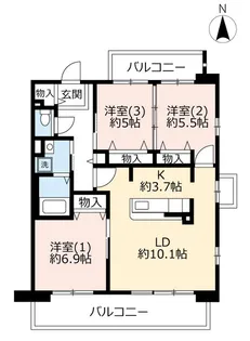 URパークタウン西武庫【2階】の間取り