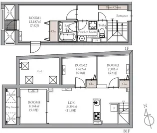 BLANCCOURT中野新橋【1階】の間取り