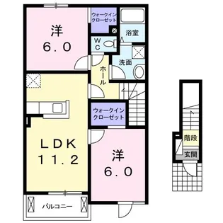 ザ ガーデンヴィラ 箸蔵 A【2階】の間取り