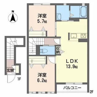 アジャートE/F【2階】の間取り