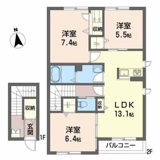 シャーメゾン奥野【2階】の間取り